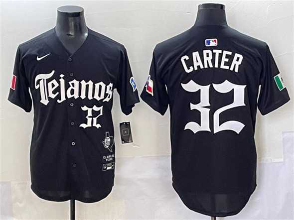 Mens Texas Rangers #32 Evan Carter Black Mexico 2025 Vapor Premier Limited Stitched Jersey